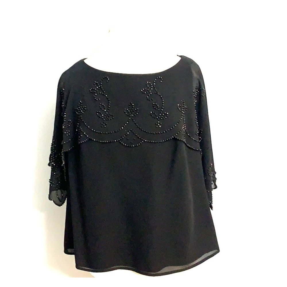 Black beaded J.R.Nites Blouse size 14W